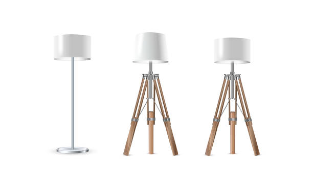 istock Lamp Set Closeup Isolated on White Background. Floor Lamps. Electric Torchere for Interior Design, Energy Furniture. Vector 1671450670