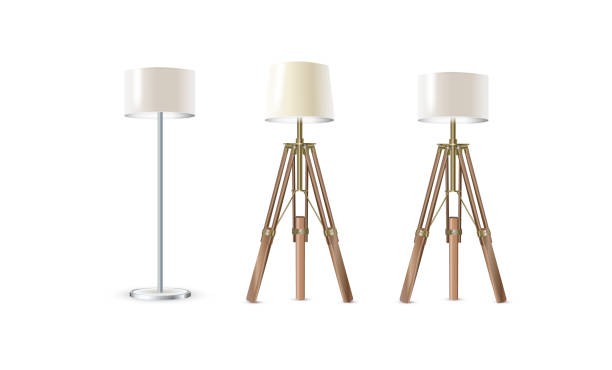 istock Lamp Set Closeup Isolated on White Background. Floor Lamps. Electric Torchere for Interior Design, Energy Furniture. Vector 1671451720
