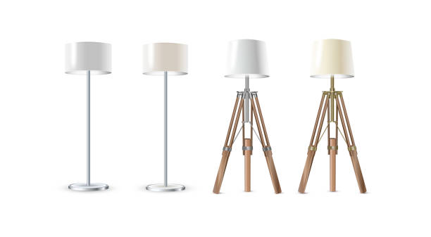istock Lamp Set Closeup Isolated on White Background. Floor Lamps. Electric Torchere for Interior Design, Energy Furniture. Vector 1671452231