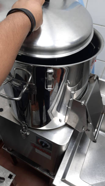 istock The steel potato peeler machine view in the restaurant 1671501421