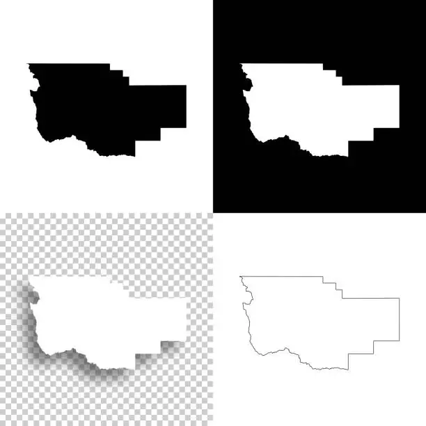Vector illustration of Teton County, Montana. Maps for design. Blank, white and black backgrounds