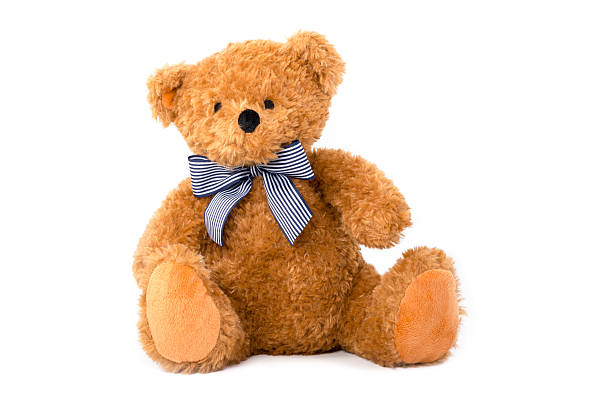 cute teddy bear isolated on white background - speelgoedbeest stockfoto's en -beelden