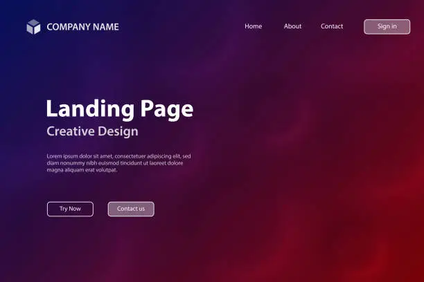 Vector illustration of Landing page Template - Abstract background with circles and Red gradient