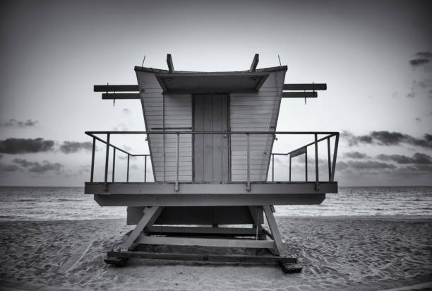 istock Black and White Lifeguard Stand in Miami Beach 167156484
