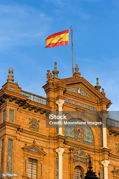 Plaza De España W Sewilli Hiszpania - zdjęcia stockowe i więcej obrazów Andaluzja - Andaluzja, Architektura, Bezchmurne niebo