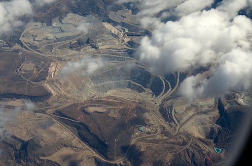 Aerial view of Bagdad Mine an open pit copper mine in Bagdad, Arizona, USA.
