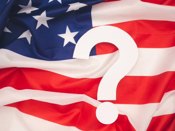istock White question mark over the American flag 1671580492