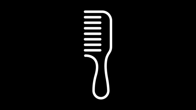 comb animated outline icon with alpha channel. comb 4k video animation for web, mobile and ui design