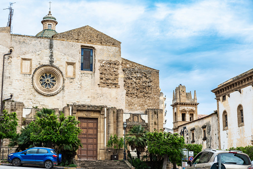 Facade of the Church of Carmine in the old town of Sciacca, Sicily, Italy,
