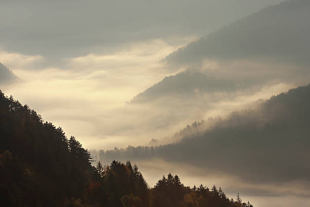 istock Misty sunrise in panoramic view of middle range mo 167160683