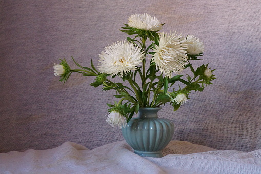 Modern interior decoration, dried flowers and stylish ceramic vases