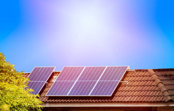 Solar panels on the tiled roof