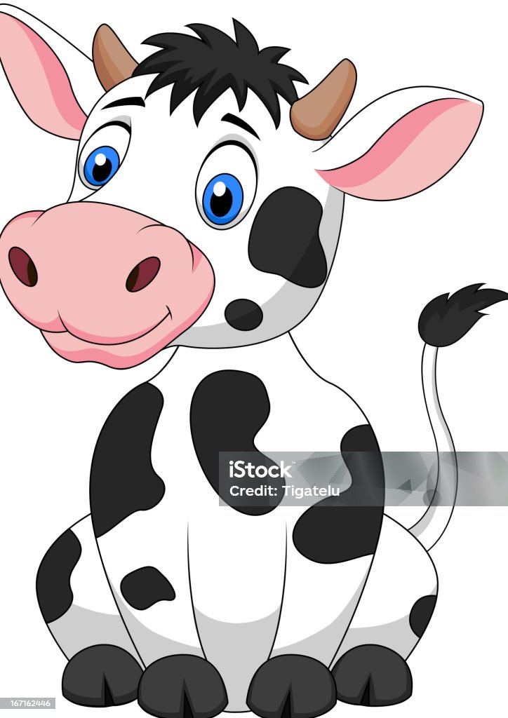 Cute Cow Cartoon Sitting Stock Illustration - Download Image Now - Cartoon,  Characters, Cheerful - iStock