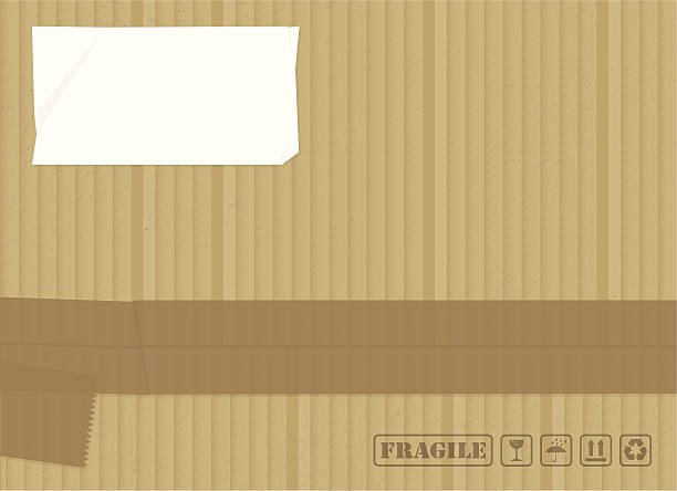 벡터 판지 상자 배경 아이콘 - cardboard adhesive tape textured backgrounds stock illustrations