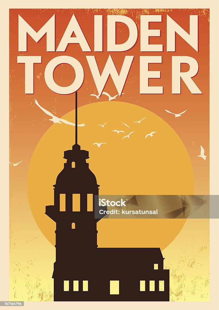 Vintage Maiden Tower Plakat - Grafika wektorowa royalty-free (Ilustracja)