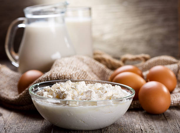 istock cottage cheese, eggs and jug of milk 167165411