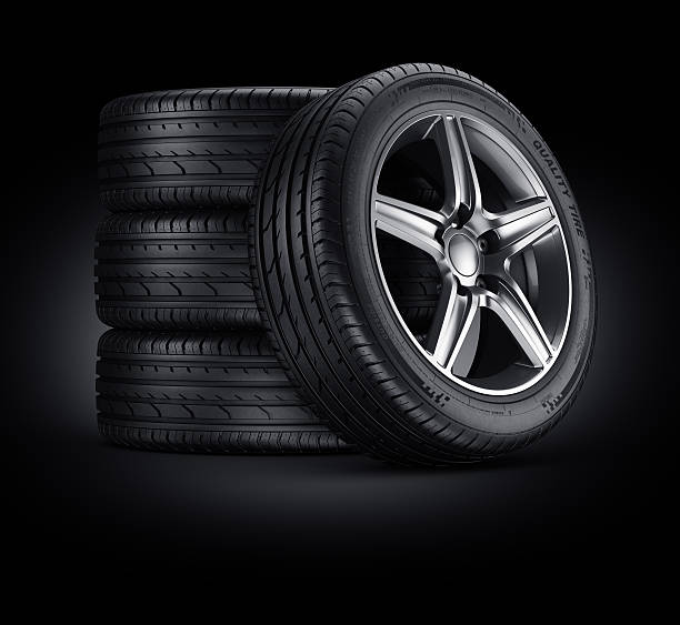 istock Car tires on black background 167167464