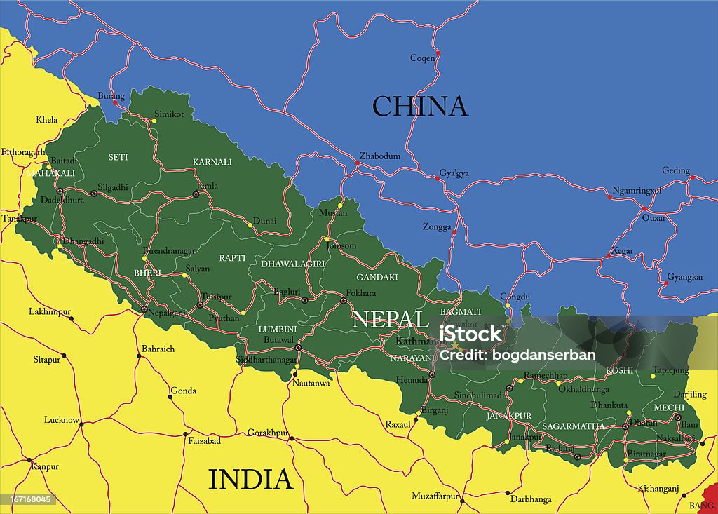 Nepal mapy - Grafika wektorowa royalty-free (Mount Everest)