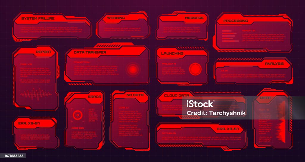 Gui Message Frame Examples Red Futuristic Hud Or Ui Elements Scifi User Interface Text Boxes ...
