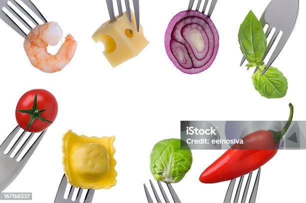 Healthy Food Border On White Stock Photo - Download Image Now - Food Pyramid, Balance, Basil