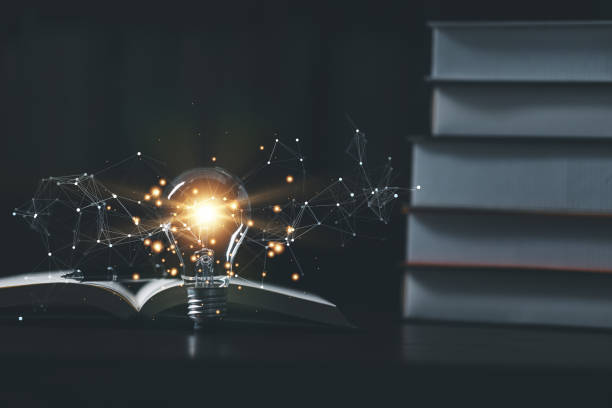 istock Light bulb with book, Idea concept for innovation idea, power of knowledge, power of reading, Self-learning, education knowledge. Internet education course degree, Idea of learning online class. 1671687571