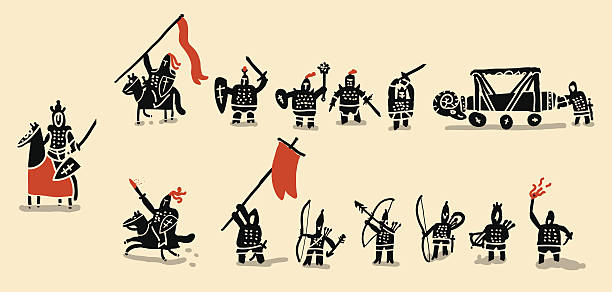 średniowieczny army - flag bearer stock illustrations