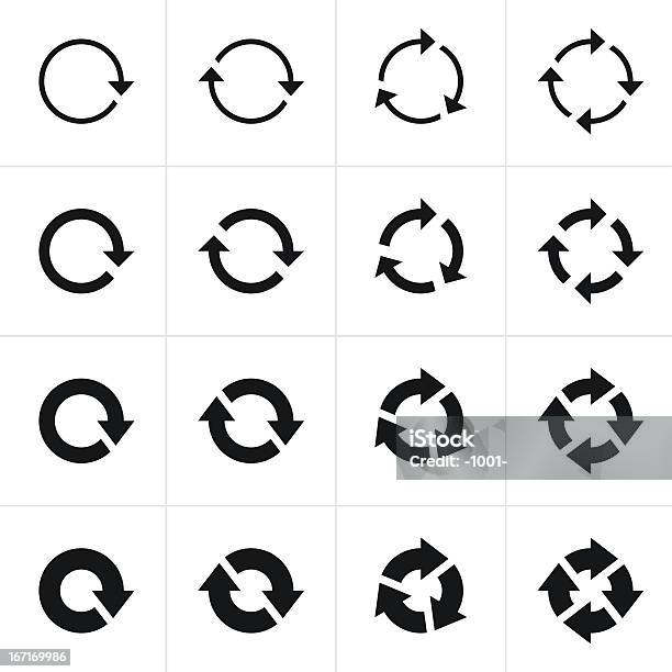 Vetores de Ícone De Seta Preta Refresquese Recarregar Rotação Loop Pictogram e mais imagens de Sinal de Seta