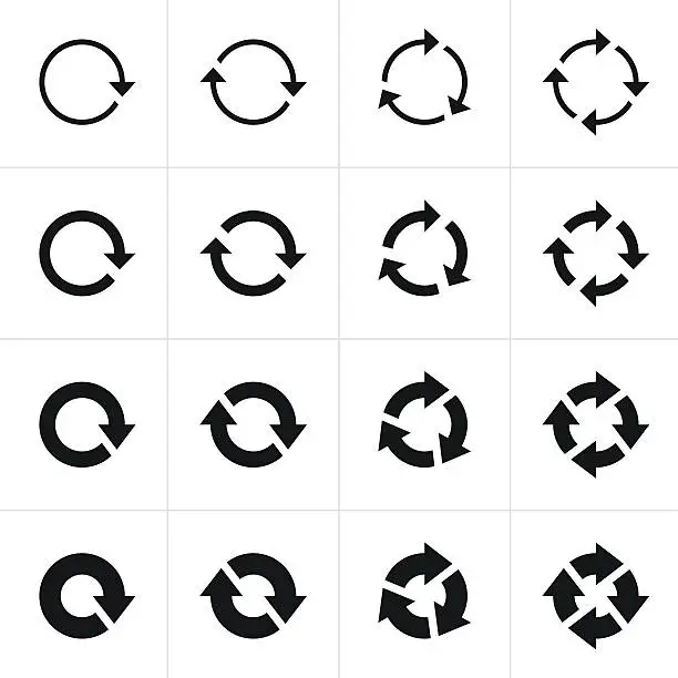 Vector illustration of Arrow sign black icon refresh reload rotation loop pictogram