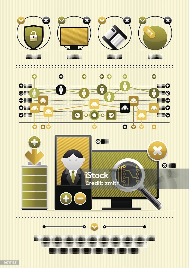 Coloridos iconos de infografías con - arte vectorial de Analizar libre de derechos