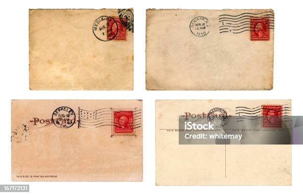 Realizado Era Correo De Sobres Y Tarjetas Postales Foto de stock y más banco de imágenes de Tarjeta postal