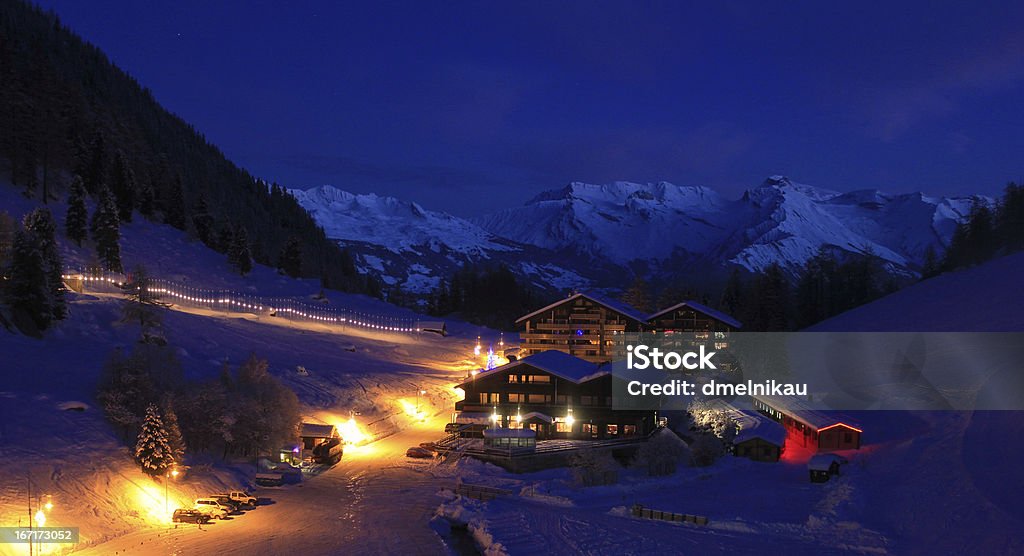 Ski resort Ski resort Seveiz,  mountains in Switzerland Alpine Skiing Stock Photo