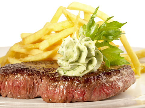 Medium Grilled Beef Steak with French Fries