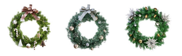 istock Christmas wreaths isolated on white background. Christmas decoration. 3D render. 1671747900
