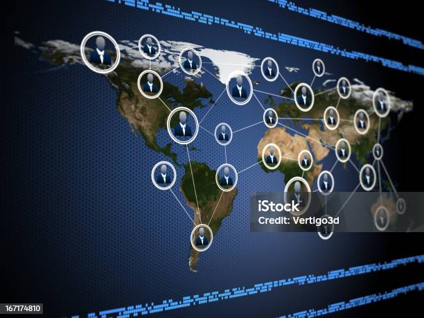 Photo libre de droit de Carte Du Monde Et Réseau De Personnes Superposé banque d'images et plus d'images libres de droit de Affaires - Affaires, Affaires d'entreprise, Affaires internationales