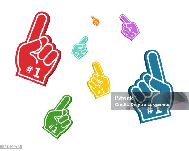 Cheering Finger Foam Fan Finger Hand 6 Stock Illustration - Download Image Now ...
