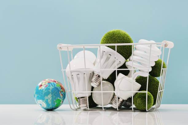 istock Earth Day. Home. Green planet concept. LED bulbs 1671865923