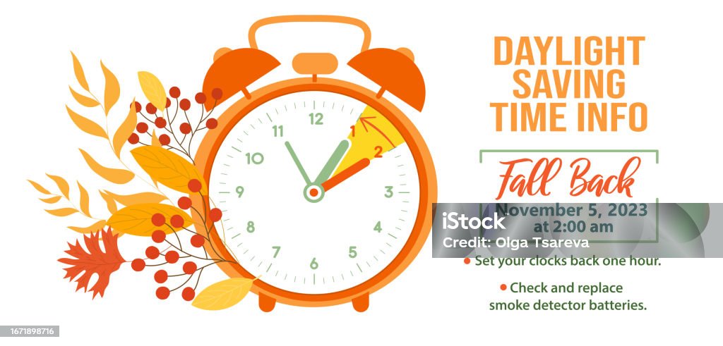 Fall Back Daylight Saving Time Ends 5 November 2023 Info Banner Stock  Illustration - Download Image Now - iStock