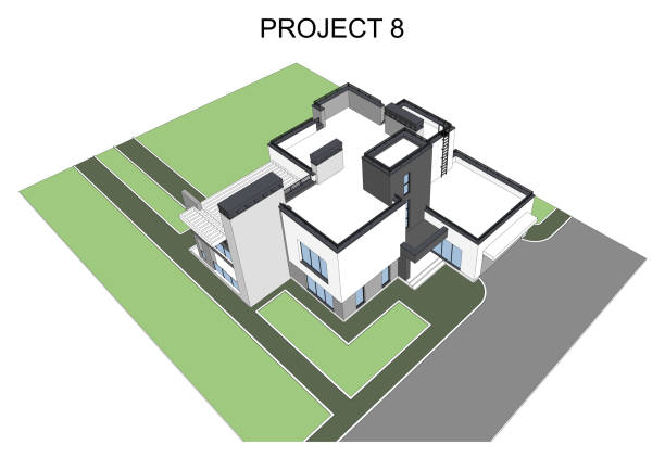 istock Detailed architectural two story private house blueprints and drawings. 1671902499