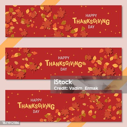istock Happy Thanksgiving Day vector banners set 1671912186