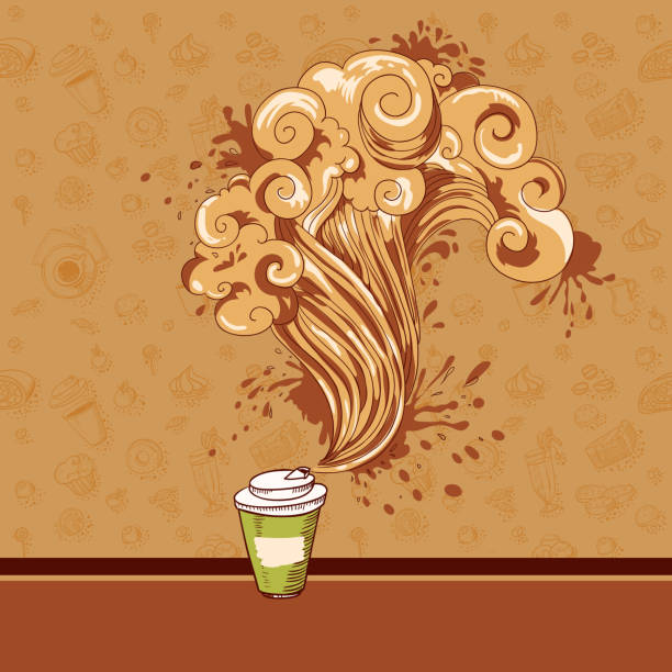 ilustraciones, imágenes clip art, dibujos animados e iconos de stock de sin fisuras las olas concepto de pastelería y café - chocolate book brown book cover