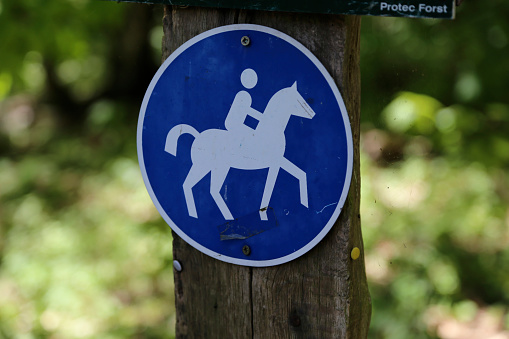 Sign of an just for horses horseman road at the National Park near the Baltic Sea