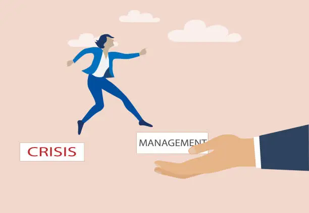 Vector illustration of Crisis manager helps to handle the crisis.