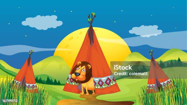 Lion In Einem Zelt Stock Vektor Art und mehr Bilder von Abwarten - Abwarten, Agrarbetrieb, Bildkomposition und Technik