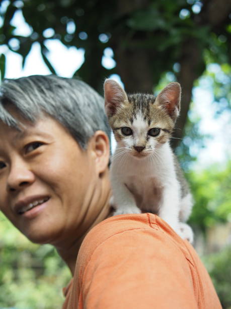 istock a cat on human shower therehappy together funny 1672012930
