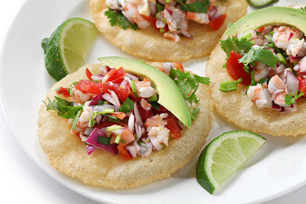 tostadas de ceviche, mexican food