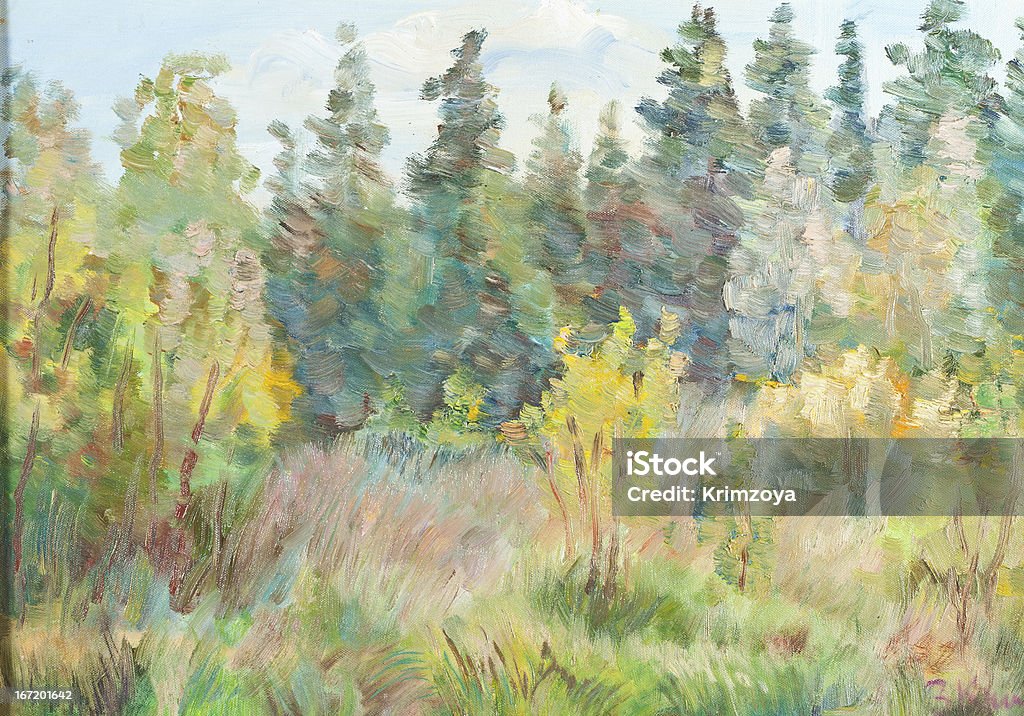 Claro herboso en madera - Ilustración de stock de Abedul libre de derechos