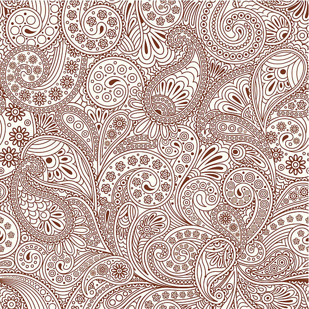 seamless pattern with paisley vector art illustration