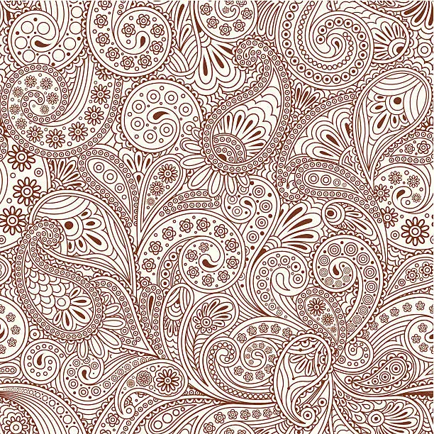 Vector illustration of seamless pattern with paisley