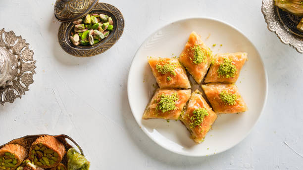 istock Turkish sweets with pistachio - baklava 1672021515