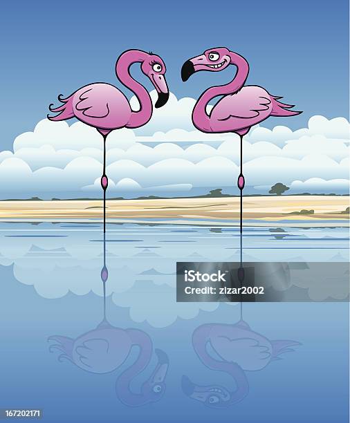 Flirten Flamingos Stock Vektor Art und mehr Bilder von Afrika - Afrika, Blau, Comic - Kunstwerk